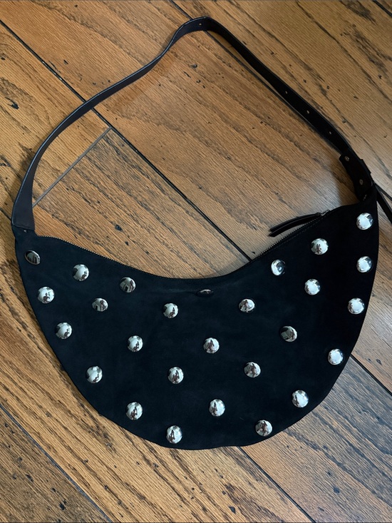 LOFT Handbags - LOFT geniune suede Black Studded Hobo Shoulder Bag